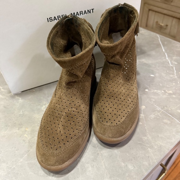 Isabel Marant Beslay Suede Tassel Wedge Ankle Boot, 37 - Picture 2 of 13